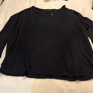 HATCH, navy blue, waffle, cotton long sleeve, size 2